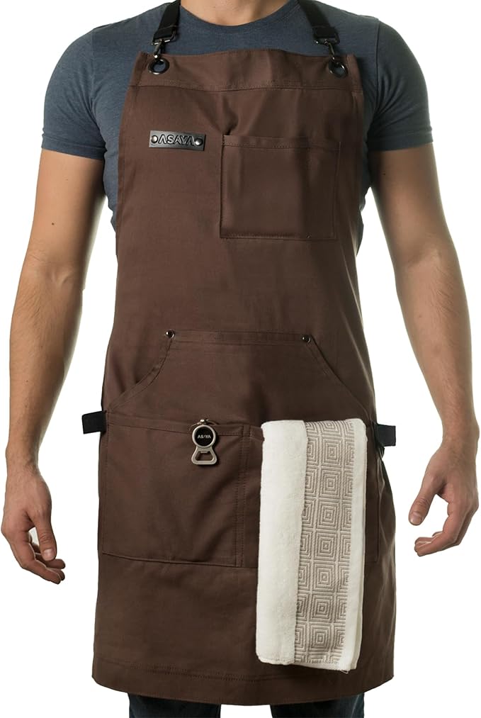 Asaya Pizza Chef Apron with Bottle Opener and Hand Towel